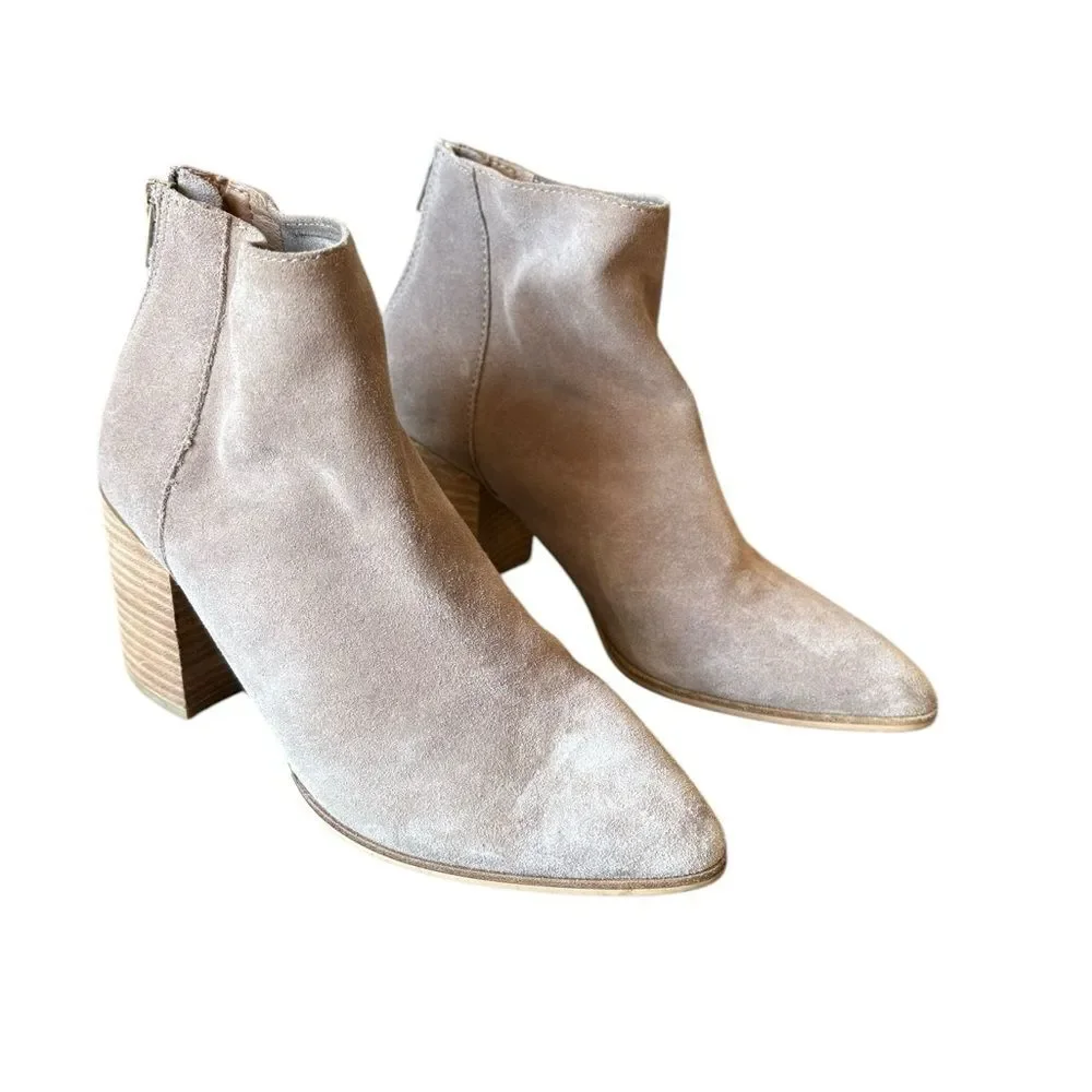 Steve Madden Jillian Ankle Boots Womens Size 9 Taupe Suede Leather Back Zip